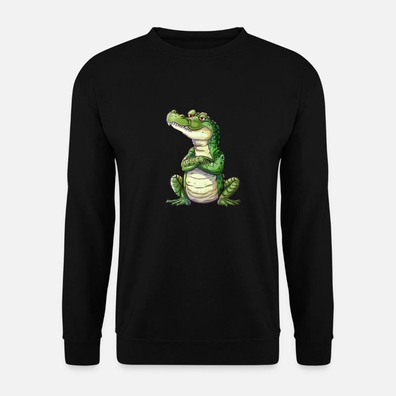 Lustiger Entspannter Krokodil Cartoon - Unisex Pullover - Schwarz