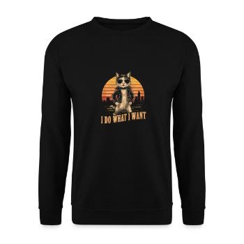 Ich tue, was ich will, Katze - Unisex Pullover - Schwarz - Vorne - Alina (178cm) & Michal (187cm)