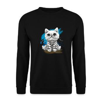 Happy Furry kitten tshirt - Unisex Sweatshirt - black - Front - Alina (178cm) & Michal (187cm)