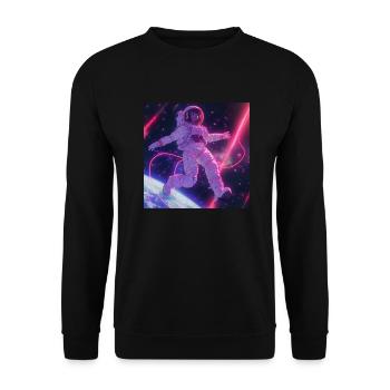 80s anime girl calming high quality fashion print - Unisex Sweatshirt - black - Front - Alina (178cm) & Michal (187cm)