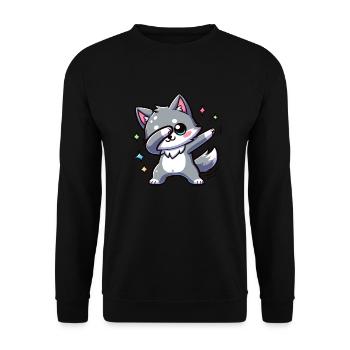 Süßer kleiner Wolf - Unisex Pullover - Schwarz - Vorne - Alina (178cm) & Michal (187cm)
