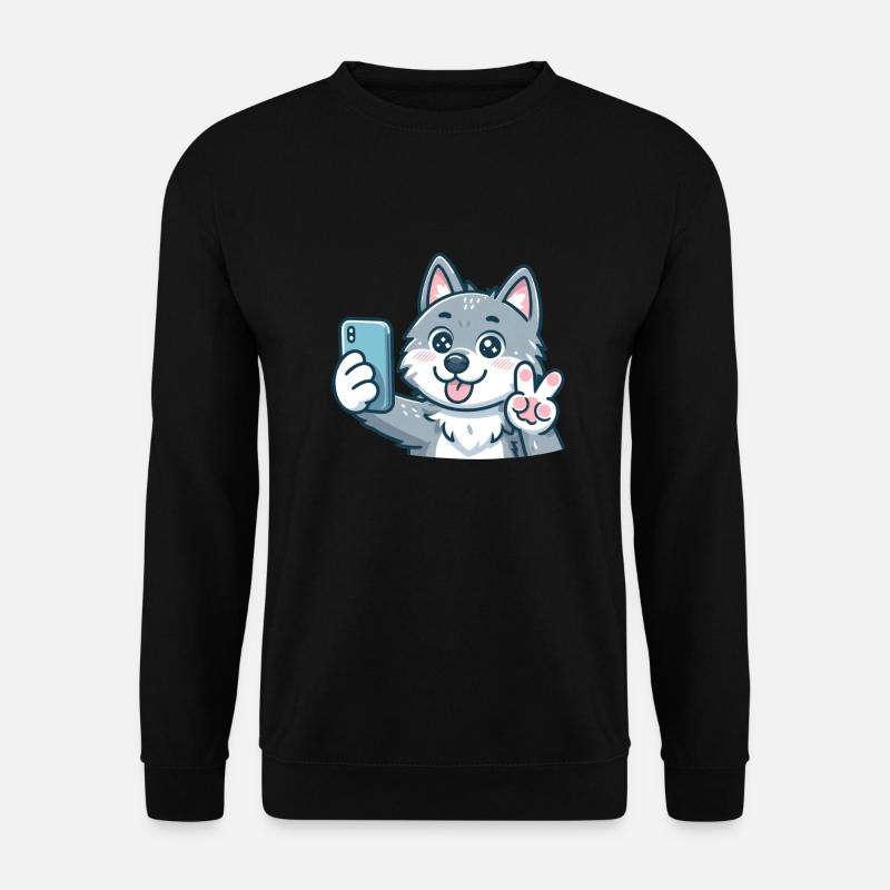 The cute selfie wolf - Unisex Sweatshirt - black