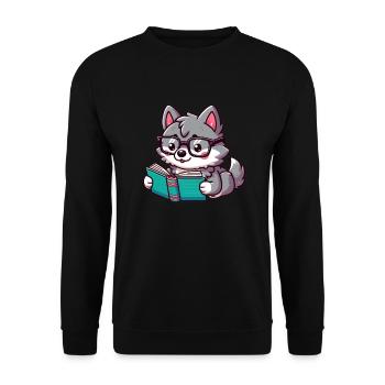 Le loup de la lecture douce - Sweat-shirt Unisexe - noir - Devant - Alina (178cm) & Michal (187cm)