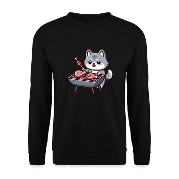 Le loup au grill - Sweat-shirt Unisexe - noir - Devant - Alina (178cm) & Michal (187cm)
