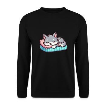 Süßer kleiner schlafender Wolf - Unisex Pullover - Schwarz - Vorne - Alina (178cm) & Michal (187cm)