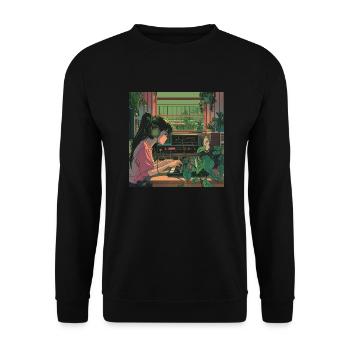 Plantes et musique - Impression de mode de haute qualité - Sweat-shirt Unisexe - noir - Devant - Alina (178cm) & Michal (187cm)