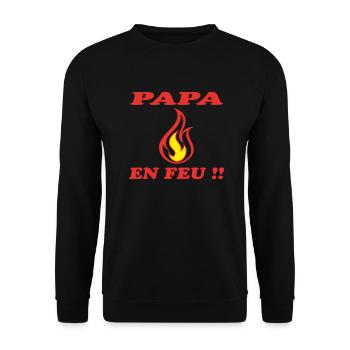 PAPA EN FEU - Sweat-shirt Unisexe - noir - Devant - Alina (178cm) & Michal (187cm)