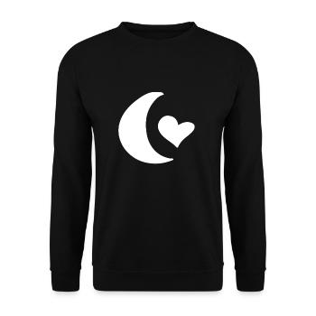 moon symbol shape love heart - Unisex Sweatshirt - black - Front - Alina (178cm) & Michal (187cm)