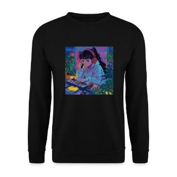 Plantes et musique - Impression de mode de haute qualité - Sweat-shirt Unisexe - noir - Devant - Alina (178cm) & Michal (187cm)
