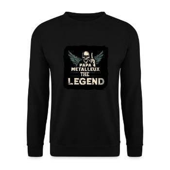 papa metalleux the legend - Sweat-shirt Unisexe - noir - Devant - Alina (178cm) & Michal (187cm)