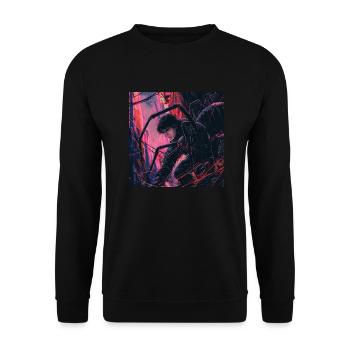 80s anime teen calming high quality fashion print - Unisex Sweatshirt - black - Front - Alina (178cm) & Michal (187cm)