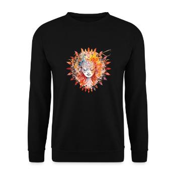 Yoga-Motiv, handgemalt, für Harmonie und Design - Unisex Pullover - Schwarz - Vorne - Alina (178cm) & Michal (187cm)