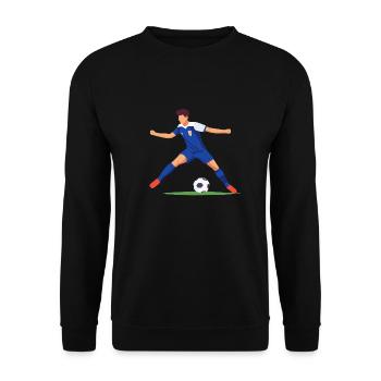 Fußballer mit blauem trikot - Unisex Pullover - Schwarz - Vorne - Alina (178cm) & Michal (187cm)