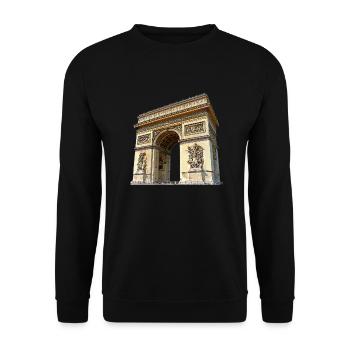 Der Triumphbogen, Wahrzeichen der Metropole - Unisex Pullover - Schwarz - Vorne - Alina (178cm) & Michal (187cm)
