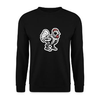 Roboter Huhn: Futuristisches und Witziges Design - Unisex Pullover - Schwarz - Vorne - Alina (178cm) & Michal (187cm)