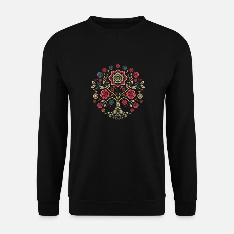 Lebensbaum-Rose Abstrakt - Unisex Pullover - Schwarz