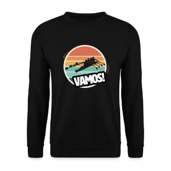 Vamos Retro Rudern - Unisex Pullover - Schwarz - Vorne - Alina (178cm) & Michal (187cm)