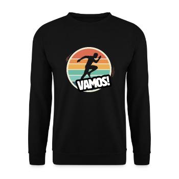 Vamos Retro Leichtathletik - Unisex Pullover - Schwarz - Vorne - Alina (178cm) & Michal (187cm)