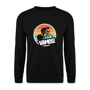 Vamos Retro-Bahnradfahrer - Unisex Pullover - Schwarz - Vorne - Alina (178cm) & Michal (187cm)