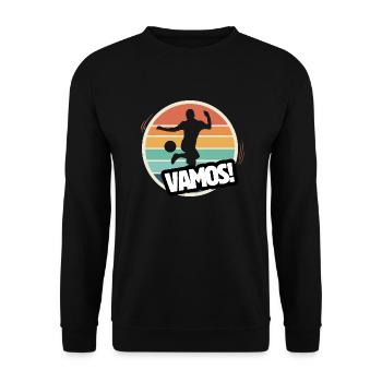 Vamos Retro Fußball - Unisex Pullover - Schwarz - Vorne - Alina (178cm) & Michal (187cm)