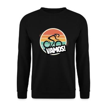 Vamos Retro Road Cycling - Unisex Sweatshirt - black - Front - Alina (178cm) & Michal (187cm)