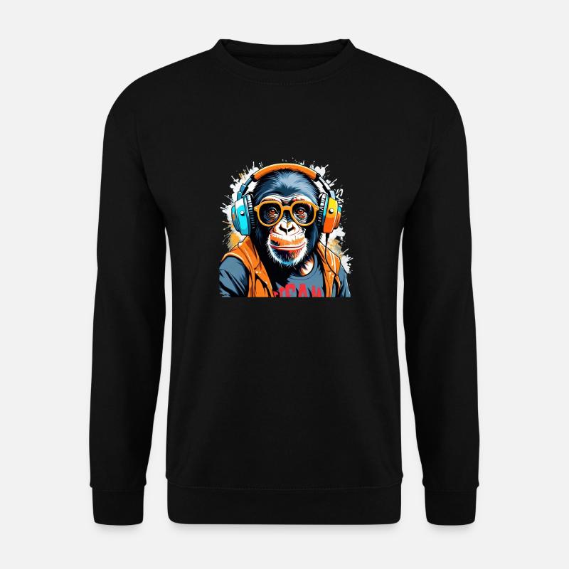 DJ Affe Chimpanse Musik - Unisex Pullover - Schwarz