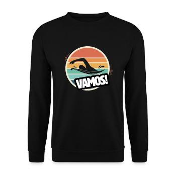 Vamos Retro Schwimmen - Unisex Pullover - Schwarz - Vorne - Alina (178cm) & Michal (187cm)