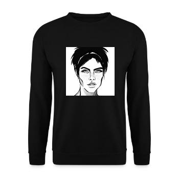 Woman's face with beautiful eyes b/w - Unisex Sweatshirt - black - Front - Alina (178cm) & Michal (187cm)
