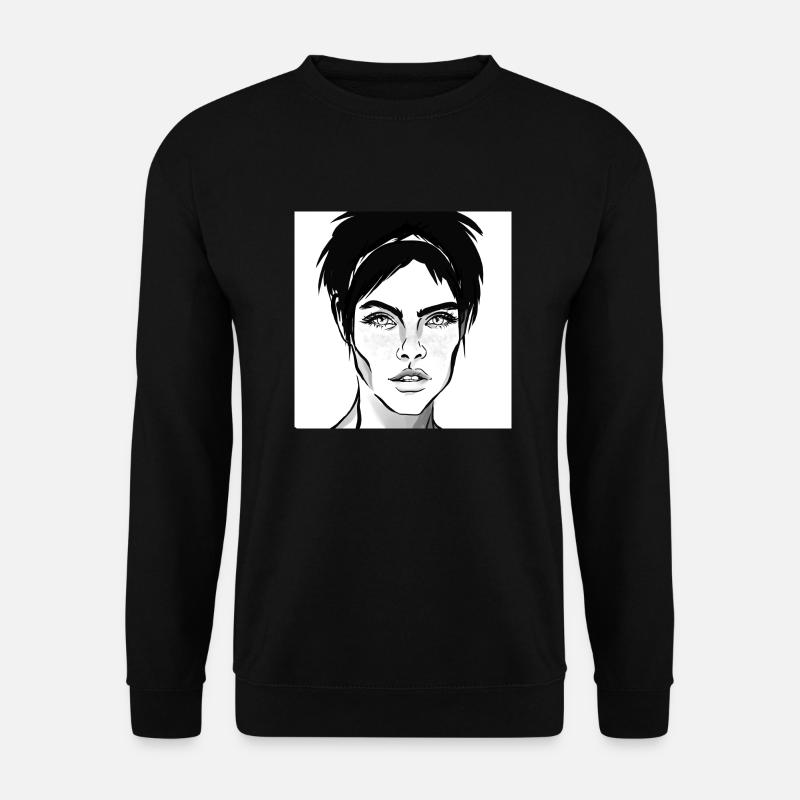 Frauengesicht mit schönen Augen s/w - Unisex Pullover - Schwarz
