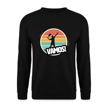 Vamos Retro Tennis - Unisex Pullover - Schwarz - Vorne - Alina (178cm) & Michal (187cm)