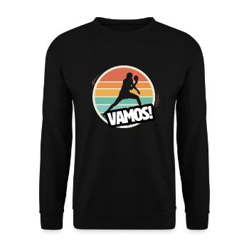 Vamos Retro Tischtennis - Unisex Pullover - Schwarz - Vorne - Alina (178cm) & Michal (187cm)
