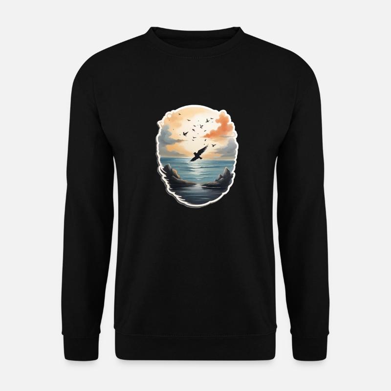 Landschaft Gemälde mit Vogel - Unisex Pullover - Schwarz