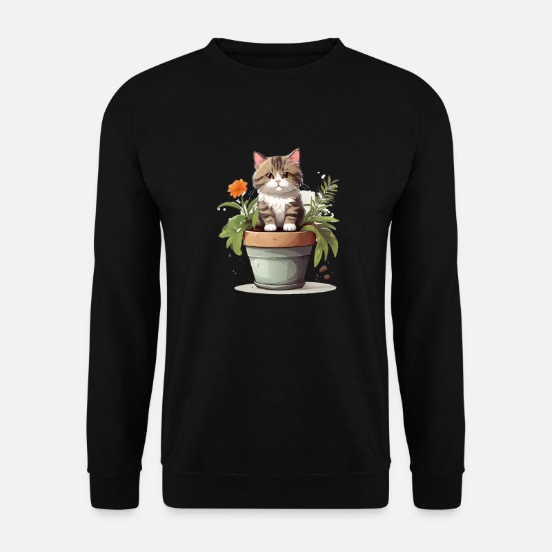 Süße Katze Blume - Unisex Pullover - Schwarz