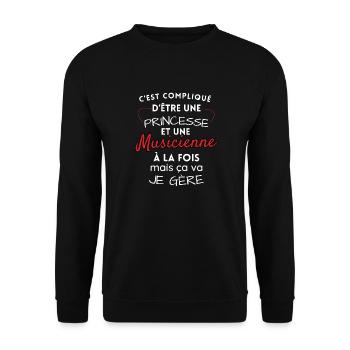 Prinzessin und Musikerin, ich schaffe es! - Unisex Pullover - Schwarz - Vorne - Alina (178cm) & Michal (187cm)