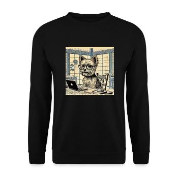 Japan Ukijo e Style Desk Yorkshire Terrier - Unisex Sweatshirt - black - Front - Alina (178cm) & Michal (187cm)