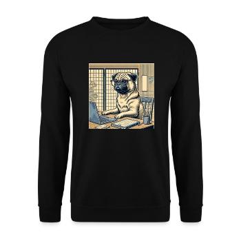 Pug de bureau Japan Ukijo e Style - Sweat-shirt Unisexe - noir - Devant - Alina (178cm) & Michal (187cm)