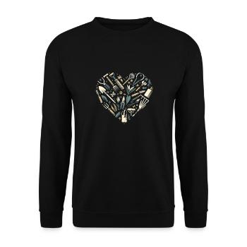 Stilvolles Garten Herz - Unisex Pullover - Schwarz - Vorne - Alina (178cm) & Michal (187cm)
