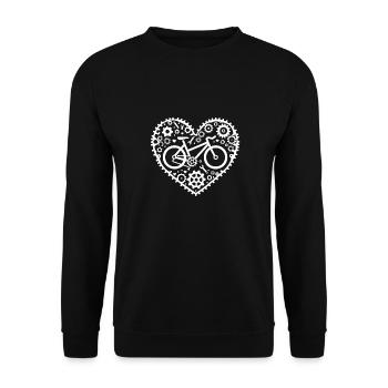 Fahrrad-Zahnrad Herz - Unisex Pullover - Schwarz - Vorne - Alina (178cm) & Michal (187cm)