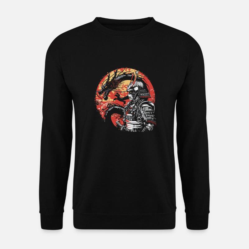 Cybernetic Samurai with Japanese Dragon - Unisex Sweatshirt - black