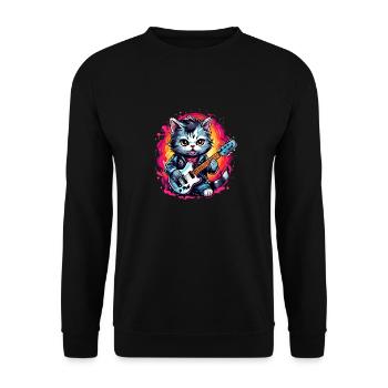 Chibi Rocker Cat - Sweat-shirt Unisexe - noir - Devant - Alina (178cm) & Michal (187cm)