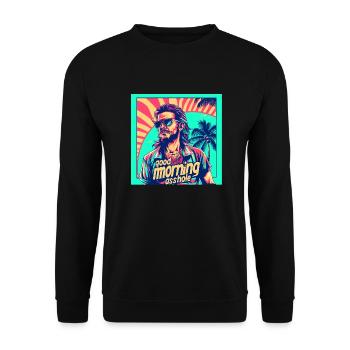 Der Morgenmuffel im Palmenstrand - Unisex Pullover - Schwarz - Vorne - Alina (178cm) & Michal (187cm)