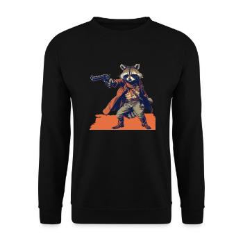 raccoon gunslinger - Unisex Sweatshirt - black - Front - Alina (178cm) & Michal (187cm)