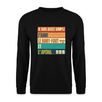 J' aime le baby-foot et l' apéro cadeau vintage - Sweat-shirt Unisexe - noir - Devant - Alina (178cm) & Michal (187cm)