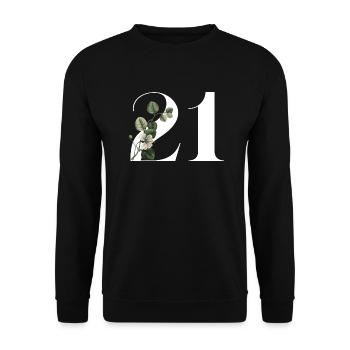 Numéro 21 floral vert -21e anniversaire floral - Sweat-shirt Unisexe - noir - Devant - Alina (178cm) & Michal (187cm)