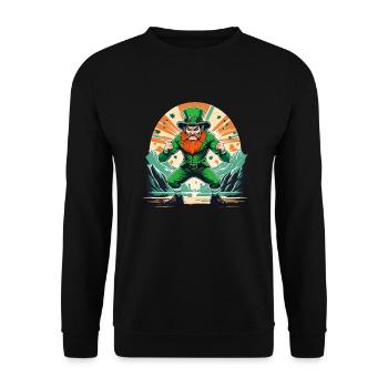 St. Patrick's Day Kleeblatt Kobold - Unisex Pullover - Schwarz - Vorne - Alina (178cm) & Michal (187cm)