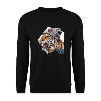 Chilled Out Stripes - Unisex Sweatshirt - black - Front - Alina (178cm) & Michal (187cm)