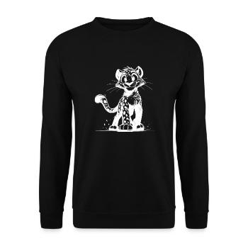 Small leopard with spots and big eyes - Unisex Sweatshirt - black - Front - Alina (178cm) & Michal (187cm)