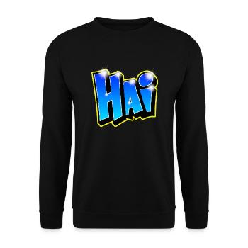 Graffiti name "HAI"yellowPrintable any support! - Unisex Sweatshirt - black - Front - Alina (178cm) & Michal (187cm)