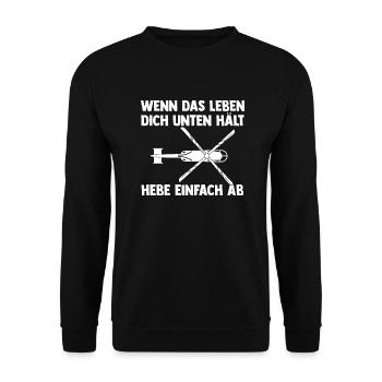 Pilot Hubschrauber Helikopter - Unisex Pullover - Schwarz - Vorne - Alina (178cm) & Michal (187cm)