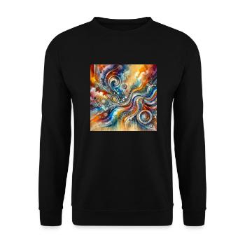 Farbenpraechtige Sinfonie - Abstraktes Gemälde - Unisex Pullover - Schwarz - Vorne - Alina (178cm) & Michal (187cm)